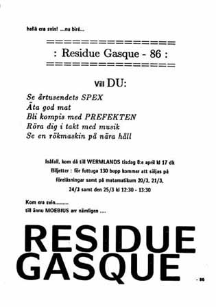 Affisch - Residue-Gasque 1986